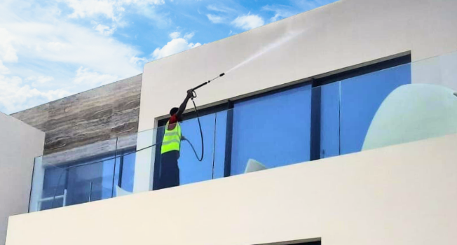 Building facade cleaning services by Transguard Living